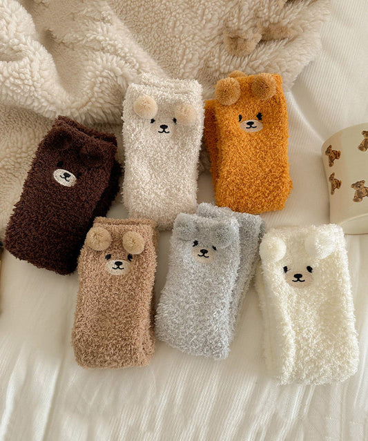 Beautiful Cartoon Fuzzy Fur Fluffy Thick Mid Calf Socks
