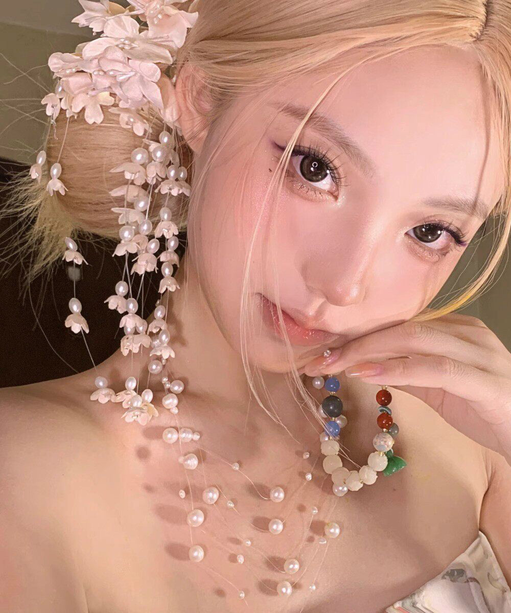 Beautiful Champagne Alloy Pearl Lily Of The Valley Tassel Hairpin