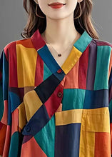 Load image into Gallery viewer, Beautiful Colorblock Asymmetrical Patchwork Applique Linen Top Summer