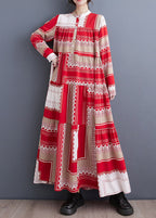 Beautiful Colorblock Stand Collar Print Asymmetrical Patchwork Robe Dresses Spring