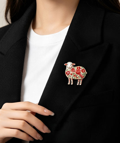 Beautiful Cyan Alloy Zircon Enamel Little Sheep Brooches