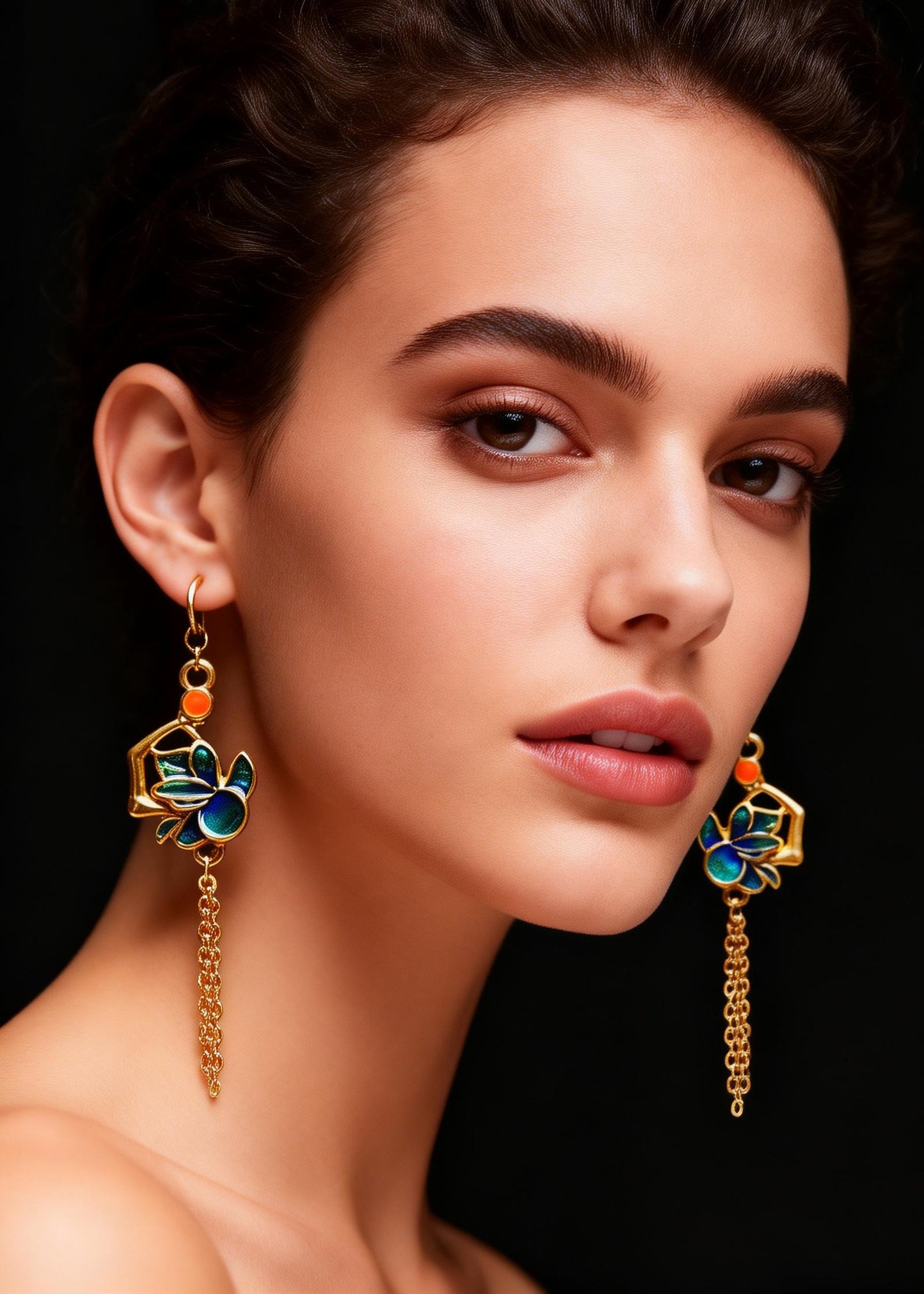 Beautiful Enamel Gilding Tassels Long Drop Earrings