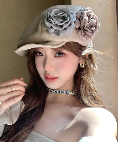 Beautiful Floral Cozy Cotton Beret Hat