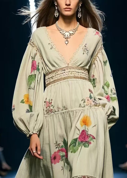 Beautiful Floral Print Cotton Holiday Dress Exra Large Hem Spring