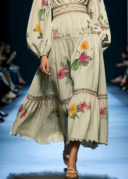 Beautiful Floral Print Cotton Holiday Dress Exra Large Hem Spring