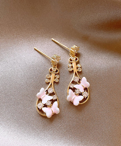 Beautiful Gold Copper Alloy Pipa Drop Earrings