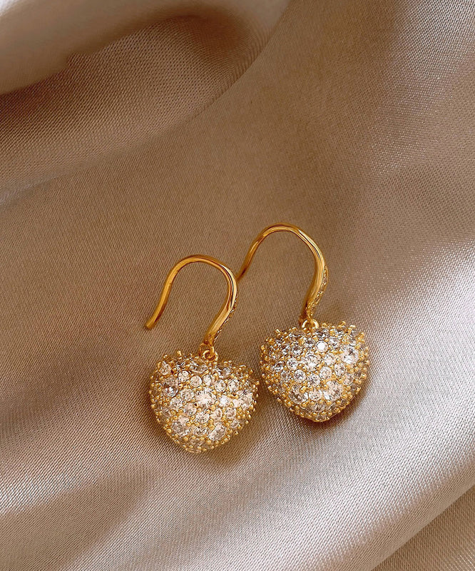 Beautiful Gold Copper Overgild Zircon Love Hoop Earrings