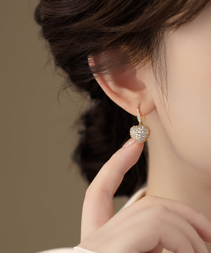 Beautiful Gold Copper Overgild Zircon Love Hoop Earrings