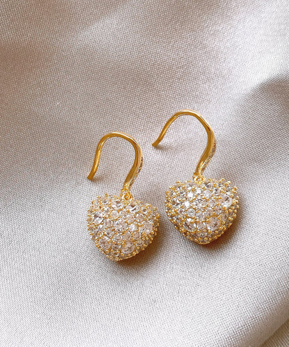 Beautiful Gold Copper Overgild Zircon Love Hoop Earrings