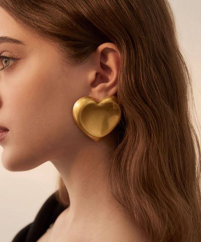 Beautiful Gold Love Oversize Alloy Stud Earrings