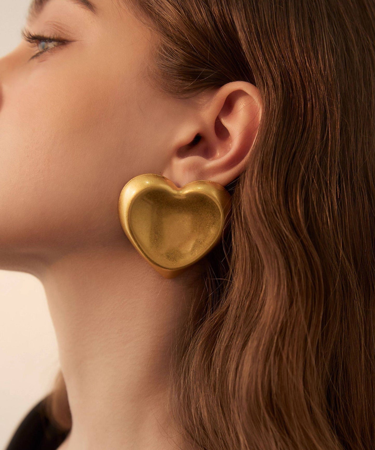 Beautiful Gold Love Oversize Alloy Stud Earrings