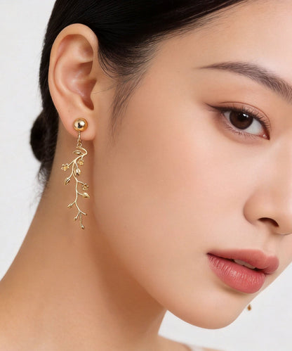 Beautiful Golden Branch Tassel Metal Drop Earrings