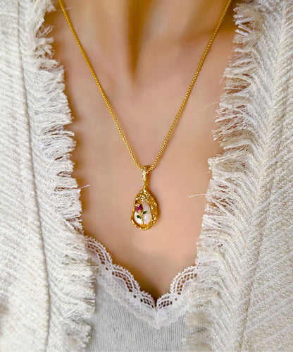 Beautiful Golden Tulip Metal Monet's Garden Pendant Necklace