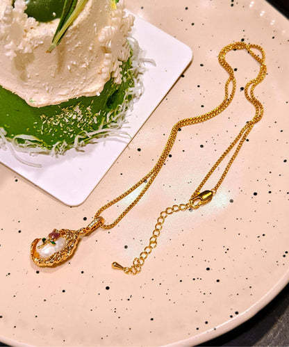Beautiful Golden Tulip Metal Monet's Garden Pendant Necklace