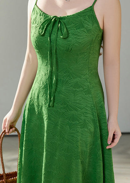 Beautiful Green Jacquard Exra Large Hem Cotton Cami Dresses Summer