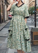 Load image into Gallery viewer, Beautiful Green Ruffled Pockets Cotton Dresses Summer