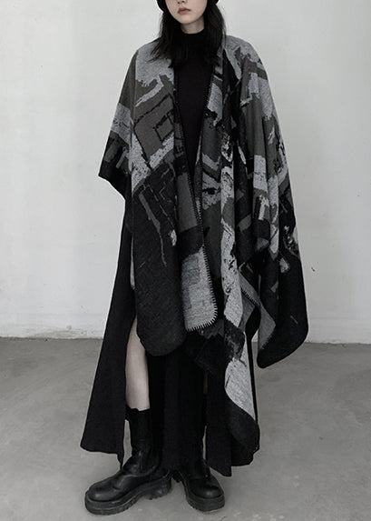 Beautiful Grey Oversized Print Knit Scarf