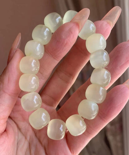 Beautiful Jade Bead Translucent With A Hint Of Cat's Eye Bracelet