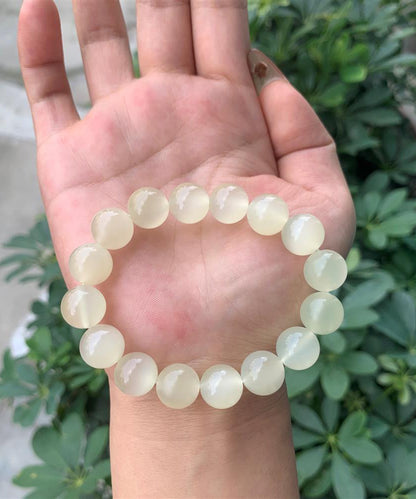 Beautiful Jade Bead Translucent With A Hint Of Cat's Eye Bracelet