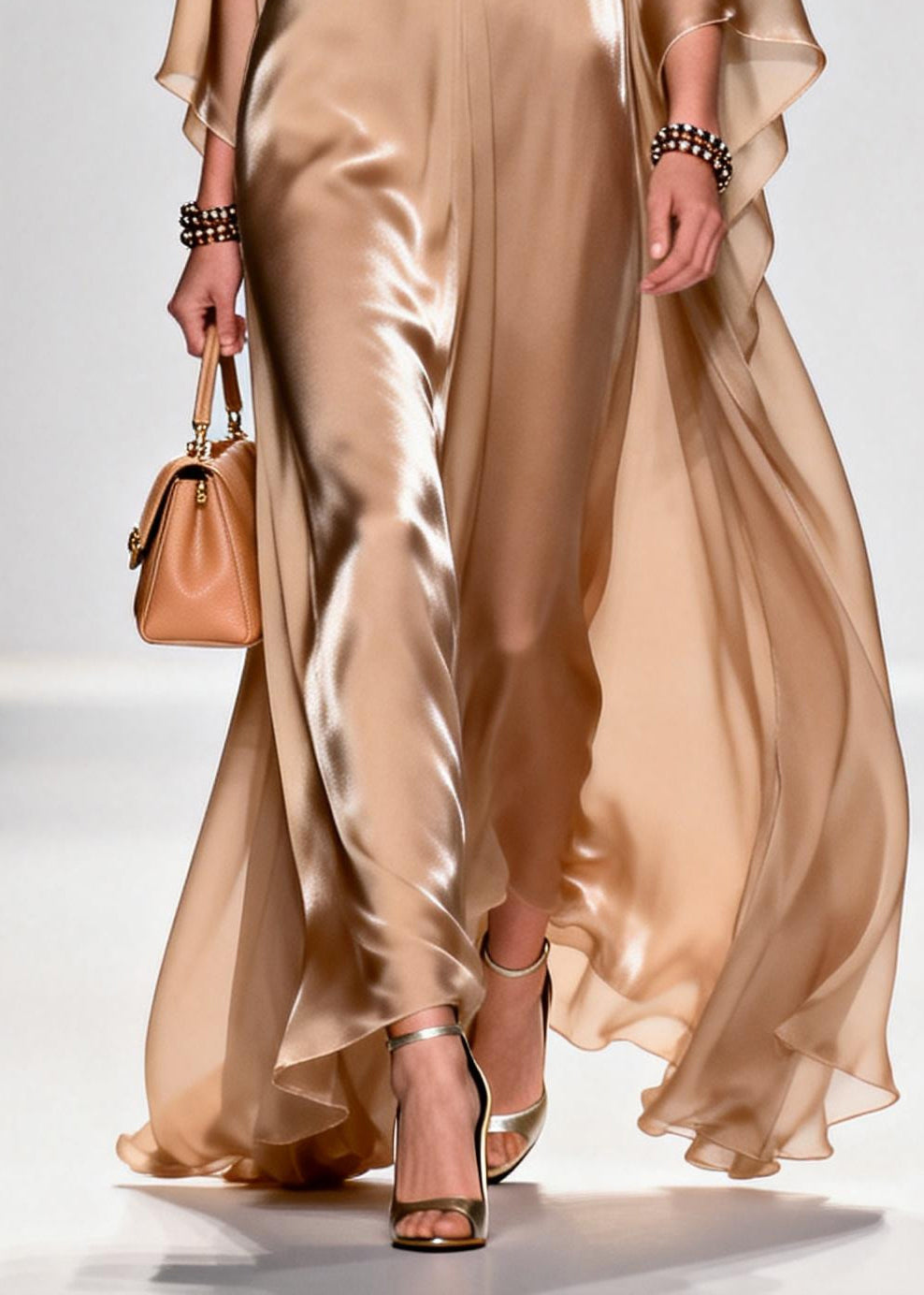 Beautiful Khaki Bow Exra Large Hem Draping Chiffon Maxi Dresses Summer