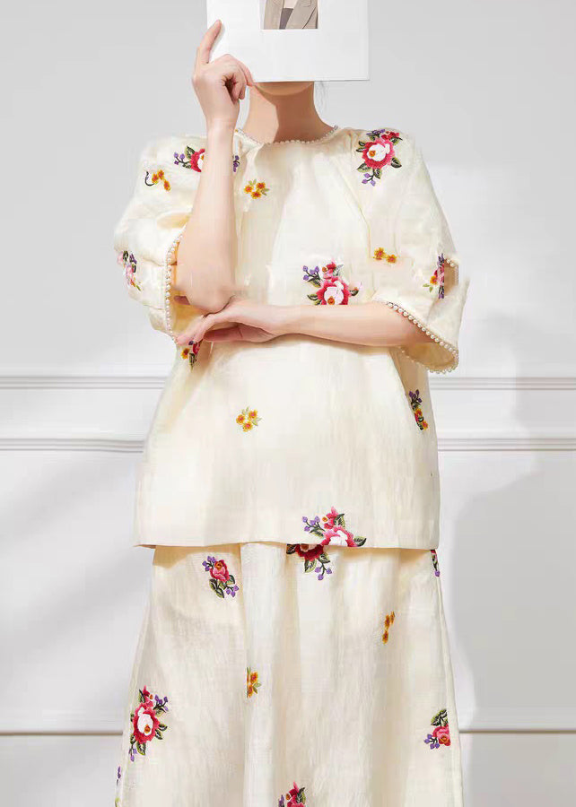 Beautiful Light Yellow Print Top And Maxi Skirts Two Pieces Set Short Sleeve