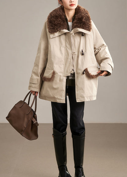 Beautiful Navy Peter Pan Collar Fur Collar Duck Down Puffer Coat Winter