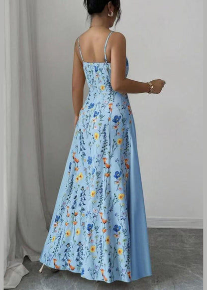 Beautiful Navy Print Exra Large Hem Chiffon Sundress Summer