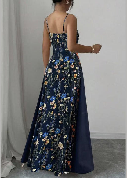 Beautiful Navy Print Exra Large Hem Chiffon Sundress Summer