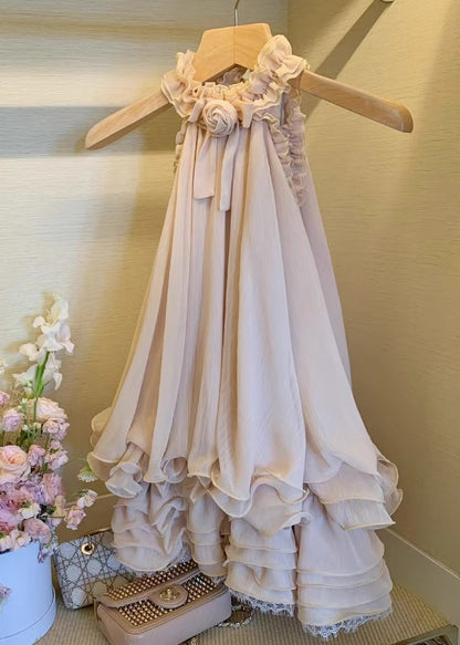 Beautiful Nude Cold Shoulder Floral Halter Tops Summer