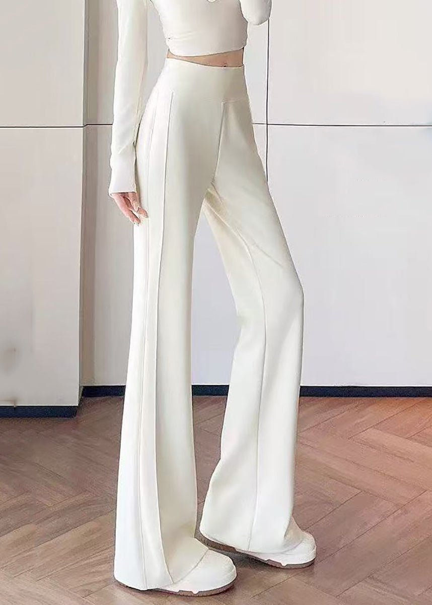 Beautiful Off White Draping High Waist Flared Suit Pants Fall