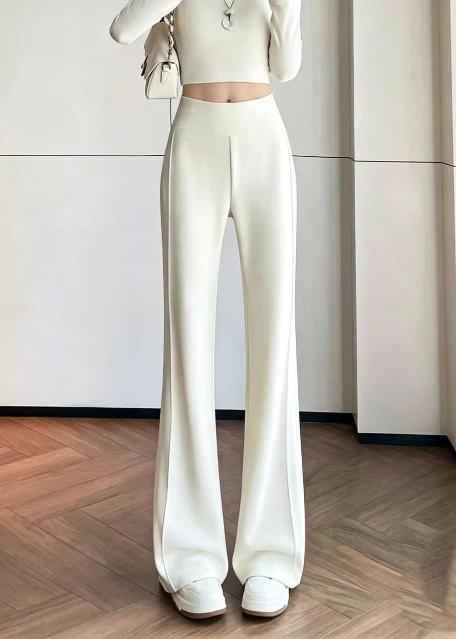 Beautiful Off White Draping High Waist Flared Suit Pants Fall