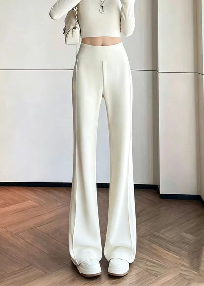 Beautiful Off White Draping High Waist Flared Suit Pants Fall