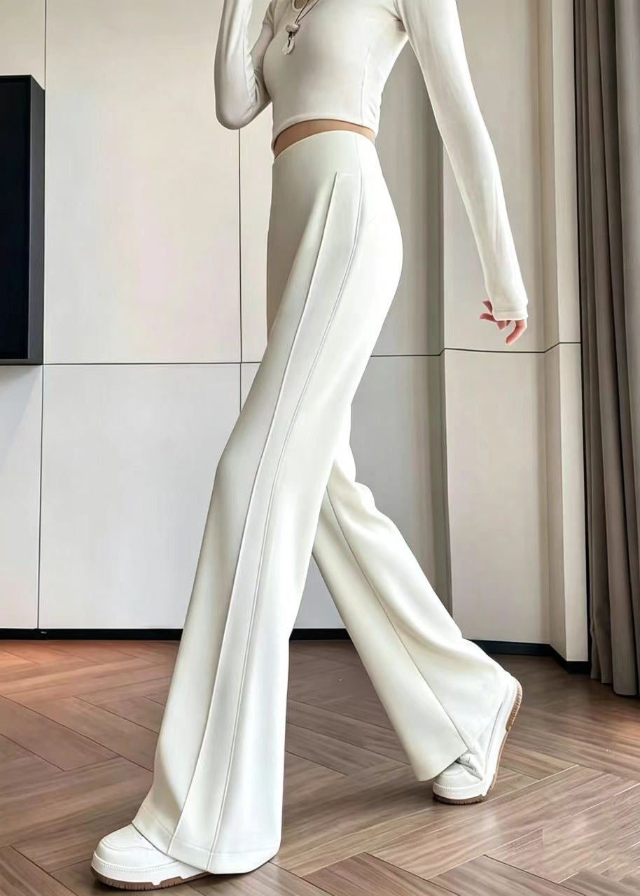 Beautiful Off White Draping High Waist Flared Suit Pants Fall