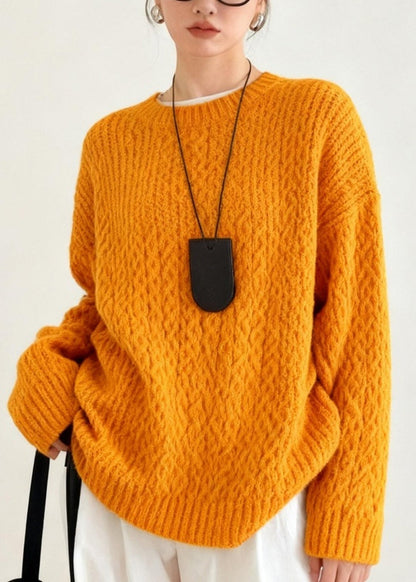 Beautiful Orange Oversized Warm Knit Sweater Tops Winter