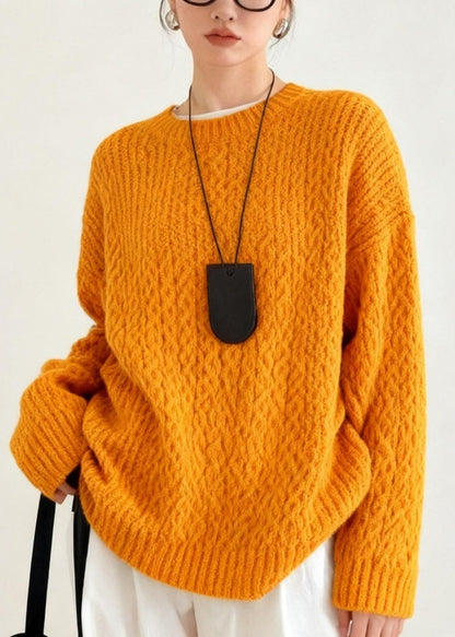 Beautiful Orange Oversized Warm Knit Sweater Tops Winter