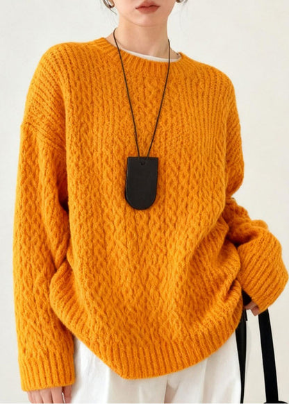 Beautiful Orange Oversized Warm Knit Sweater Tops Winter