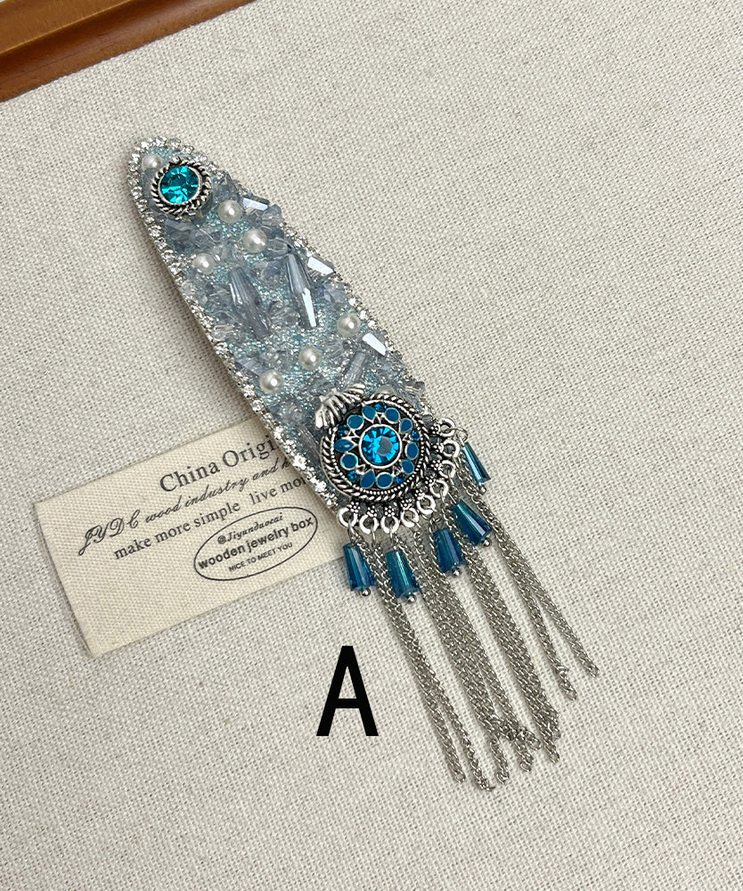 Beautiful Peacock Blue Tasseled Women Hairpin