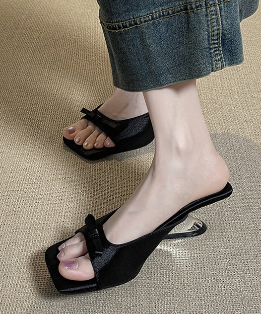 Beautiful Peep Toe Wedge White Satin Slide Sandals