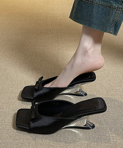 Beautiful Peep Toe Wedge White Satin Slide Sandals