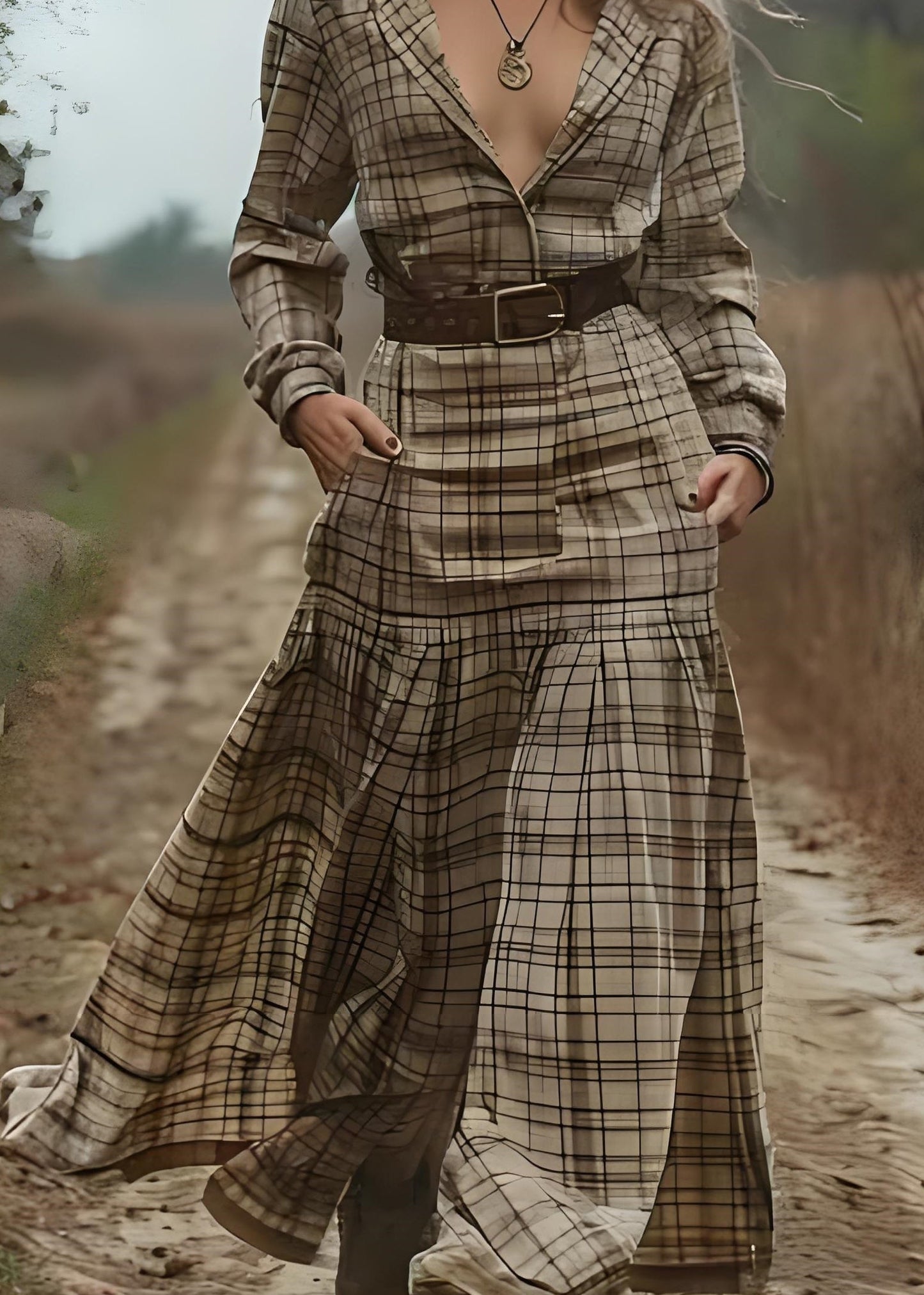 Beautiful Peter Pan Collar Plaid Patchwork Cotton Long Dress Spring