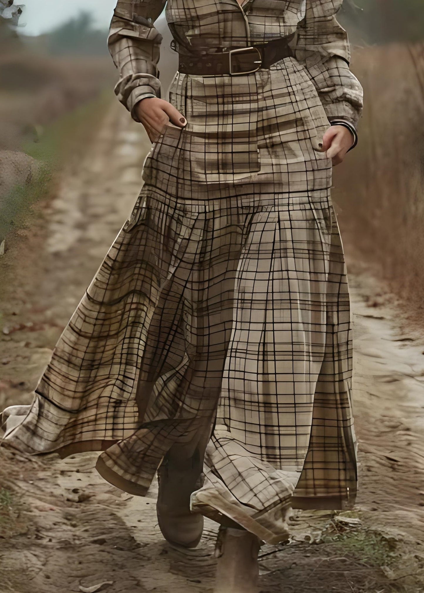 Beautiful Peter Pan Collar Plaid Patchwork Cotton Long Dress Spring