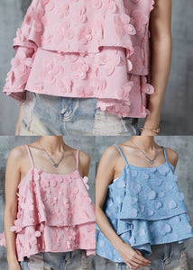 Beautiful Pink Butterfly Cotton Spaghetti Strap Top Summer