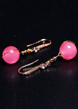 Load image into Gallery viewer, Beautiful Pink Crystal Drop Earrings