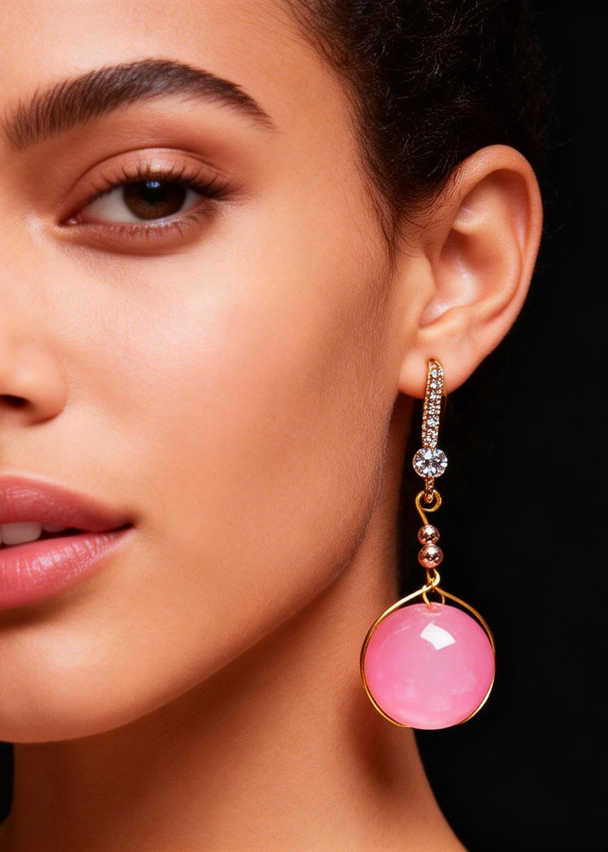 Beautiful Pink Crystal Zircon Drop Earrings