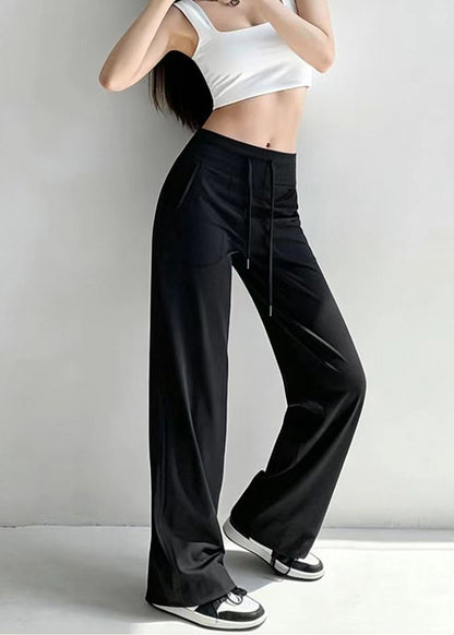 Beautiful Pink High Waist Drawstring Draping Tennis Straight Pants
