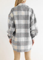 Beautiful Pink Peter Pan Collar Pockets Plaid Woolen Coat Fall