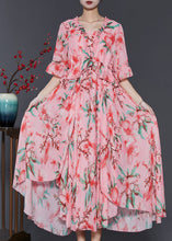 Load image into Gallery viewer, Beautiful Pink Ruffled Print Exra Large Hem Chiffon Dresses Summer