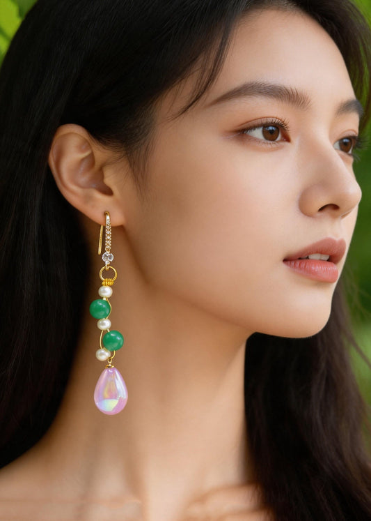 Beautiful Pink Water Droplet Acrylic Drop Earrings