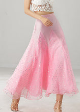 Load image into Gallery viewer, Beautiful Pink Zircon Patchwork Tulle Dance Skirt Spring