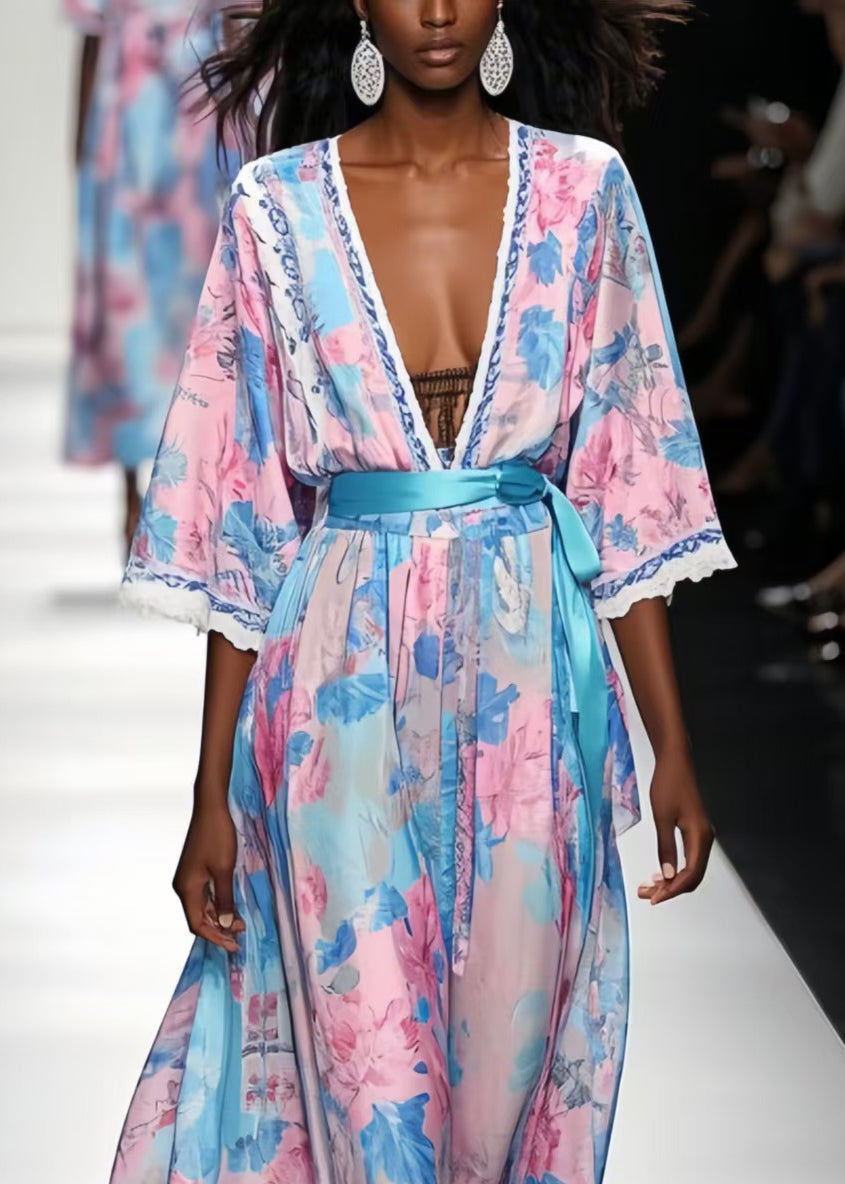 Beautiful Print Draping Chiffon Tunic Dress Summer